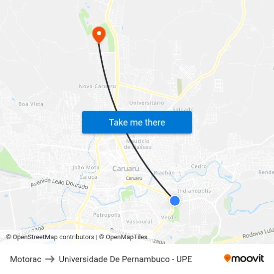 Motorac to Universidade De Pernambuco - UPE map