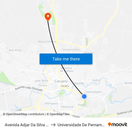 Avenida Adjar Da Silva Casé, 700 to Universidade De Pernambuco - UPE map