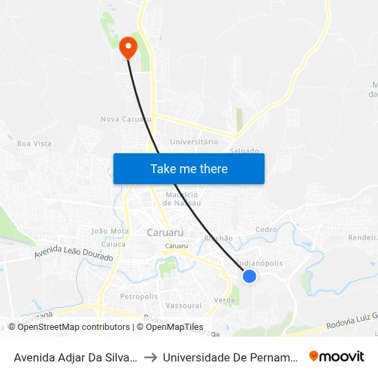 Avenida Adjar Da Silva Casé, 10 to Universidade De Pernambuco - UPE map