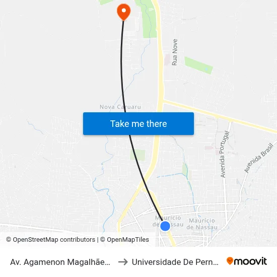 Av. Agamenon Magalhães, S/N - Caruaru to Universidade De Pernambuco - UPE map