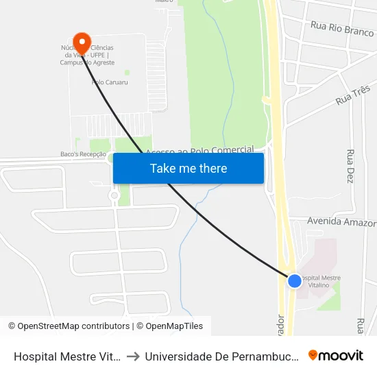 Hospital Mestre Vitalino to Universidade De Pernambuco - UPE map