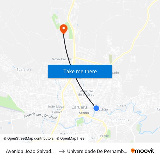 Avenida João Salvador, 49-51 to Universidade De Pernambuco - UPE map