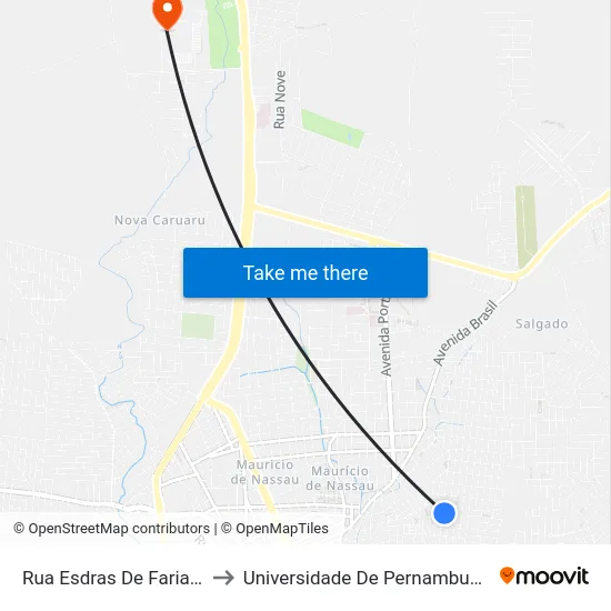 Rua Esdras De Farias, 416 to Universidade De Pernambuco - UPE map