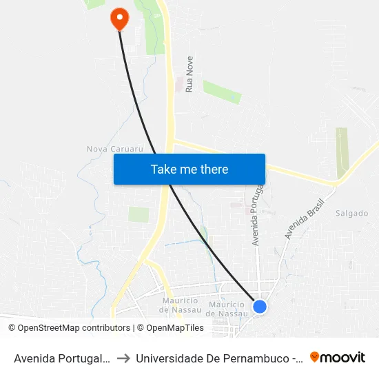 Avenida Portugal, 51 to Universidade De Pernambuco - UPE map