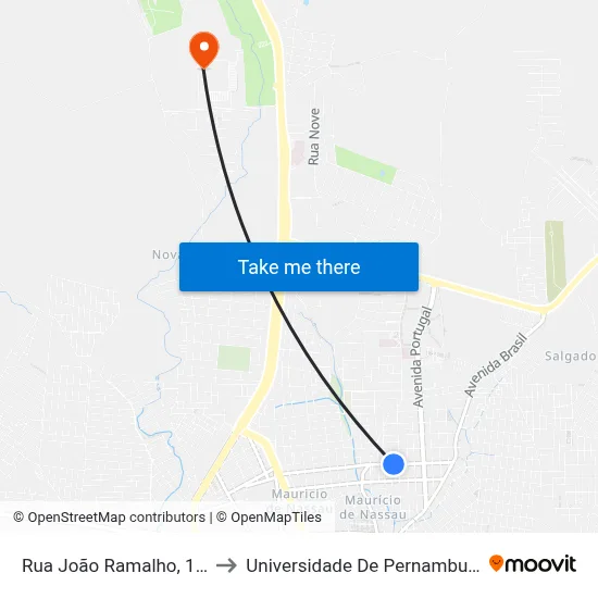Rua João Ramalho, 195-257 to Universidade De Pernambuco - UPE map