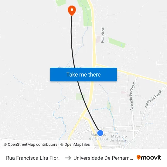 Rua Francisca Líra Florêncio, 928 to Universidade De Pernambuco - UPE map