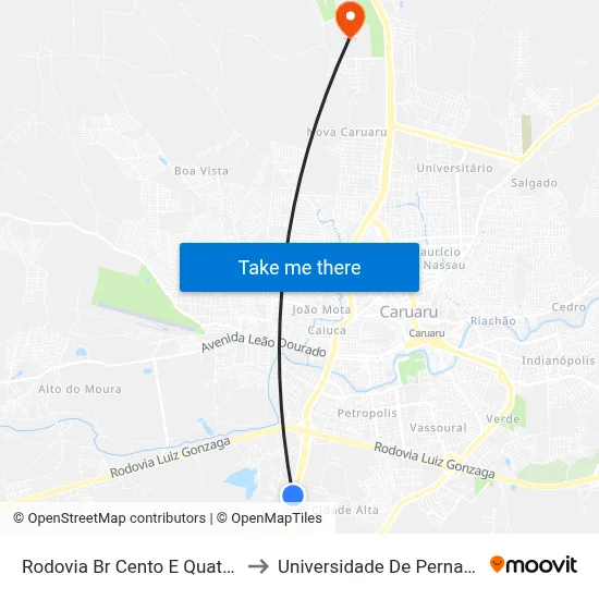 Rodovia Br Cento E Quatro, 68 | Ceaca to Universidade De Pernambuco - UPE map