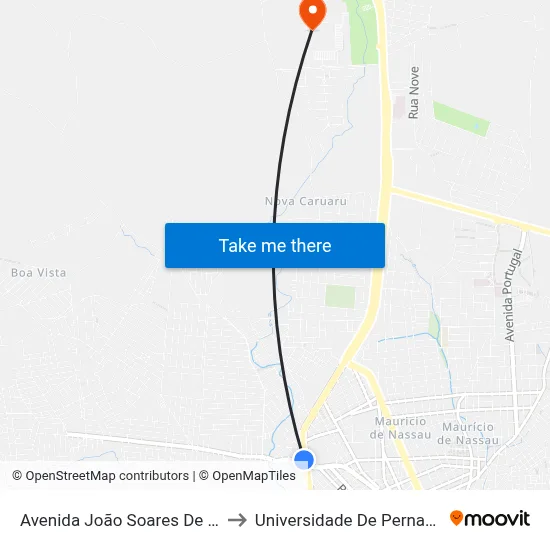 Avenida João Soares De Líra, 286-346 to Universidade De Pernambuco - UPE map