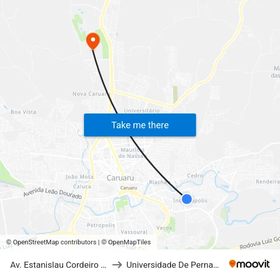 Av. Estanislau Cordeiro De Melo, 65 to Universidade De Pernambuco - UPE map