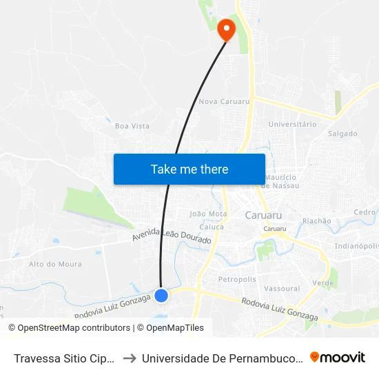 Travessa Sitio Cipo, 52 to Universidade De Pernambuco - UPE map