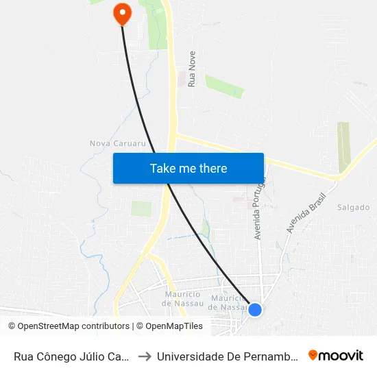 Rua Cônego Júlio Cabral 920 to Universidade De Pernambuco - UPE map