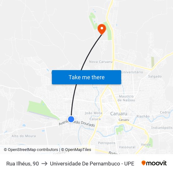 Rua Ilhéus, 90 to Universidade De Pernambuco - UPE map