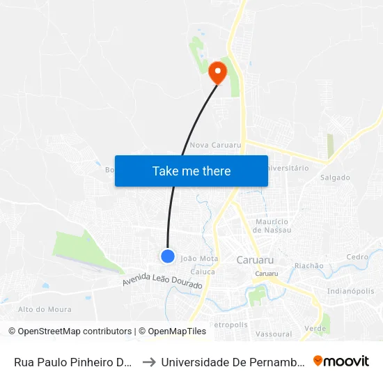 Rua Cícero Rodrigues Da Silva to Universidade De Pernambuco - UPE map