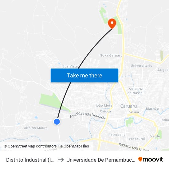 Distrito Industrial (Inicial) to Universidade De Pernambuco - UPE map