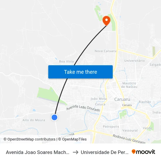 Avenida Joao Soares Machado Dist Indust, 300 to Universidade De Pernambuco - UPE map