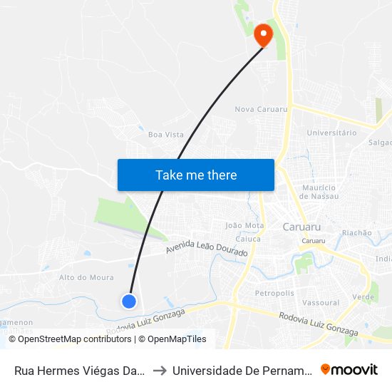 Rua Hermes Viégas Da Rocha, 35 to Universidade De Pernambuco - UPE map