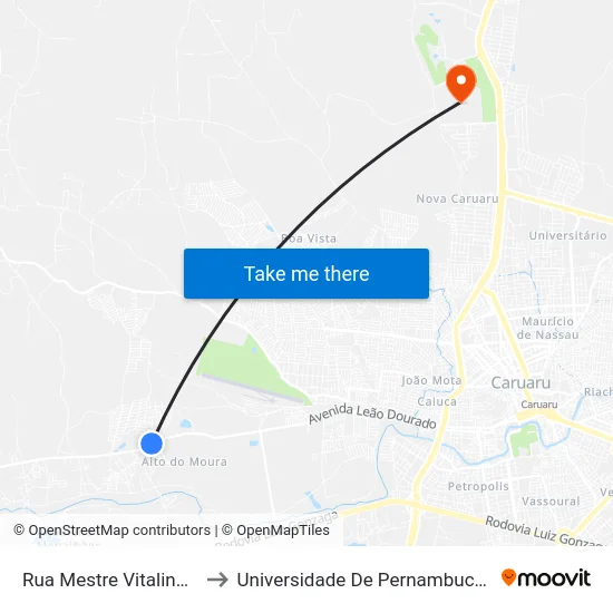 Rua Mestre Vitalino, 483 to Universidade De Pernambuco - UPE map