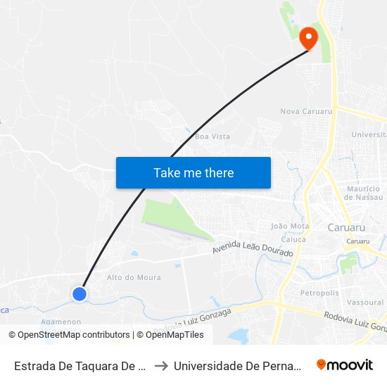 Estrada De Taquara De Baixo, 1301 to Universidade De Pernambuco - UPE map