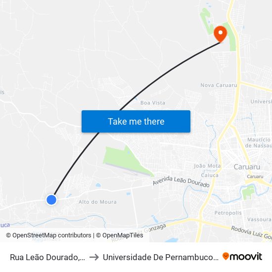 Rua Leão Dourado, 300 to Universidade De Pernambuco - UPE map