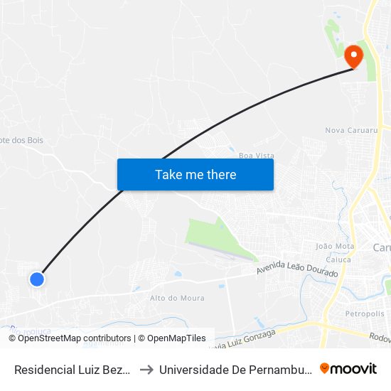 Residencial Luiz Bezerra P6 to Universidade De Pernambuco - UPE map