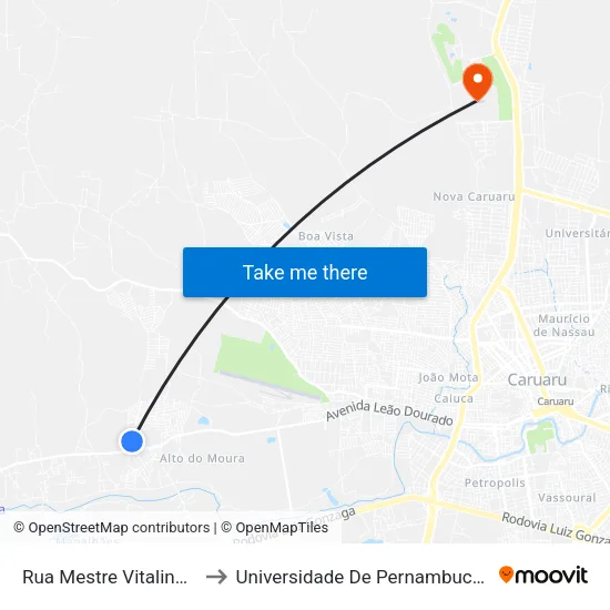 Rua Mestre Vitalino, 730 to Universidade De Pernambuco - UPE map
