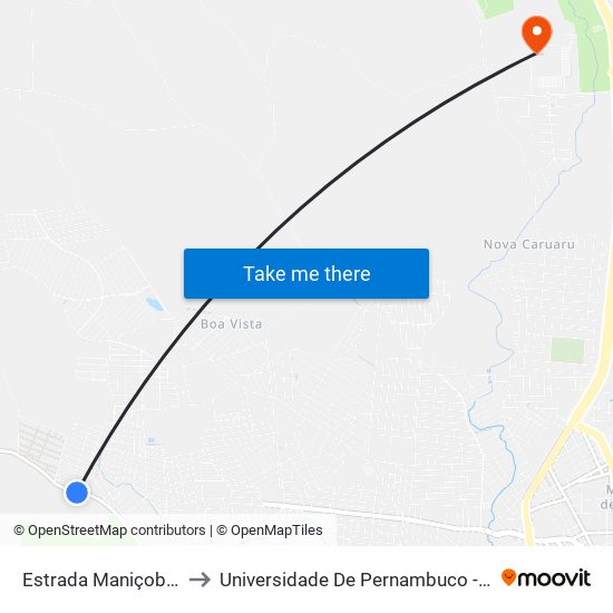 Estrada Maniçoba, 5 to Universidade De Pernambuco - UPE map