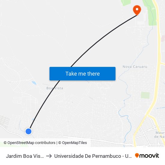 Jardim Boa Vista to Universidade De Pernambuco - UPE map