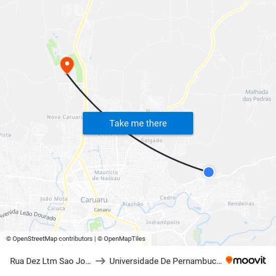 Rua Dez Ltm Sao Jose, 91 to Universidade De Pernambuco - UPE map