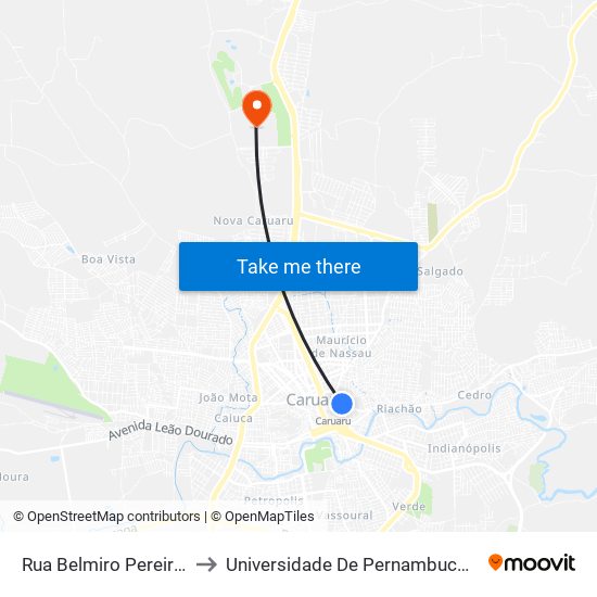 Rua Belmiro Pereira, 11 to Universidade De Pernambuco - UPE map