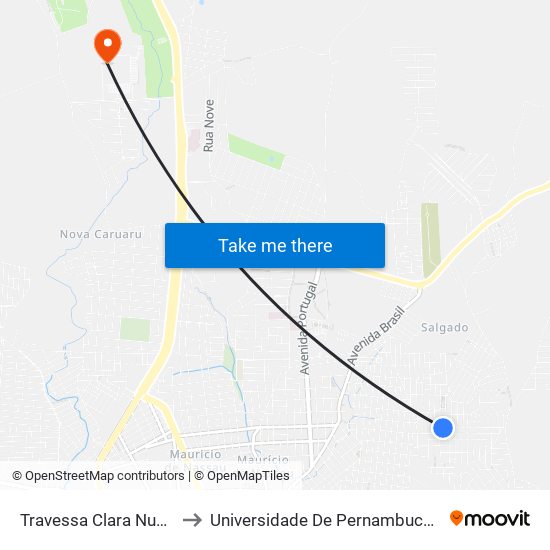 Travessa Clara Nunes, 3 to Universidade De Pernambuco - UPE map