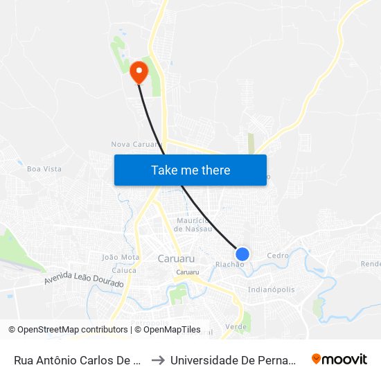 Rua Antônio Carlos De Morais, 453 to Universidade De Pernambuco - UPE map