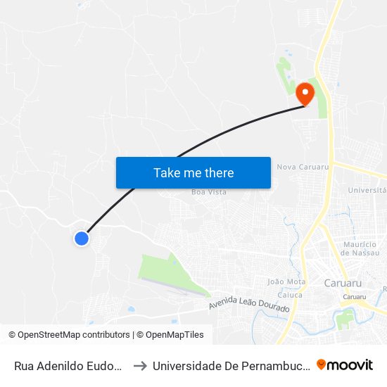 Rua Adenildo Eudocio, 46 to Universidade De Pernambuco - UPE map