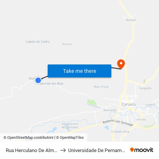 Rua Herculano De Almeida, 765 to Universidade De Pernambuco - UPE map