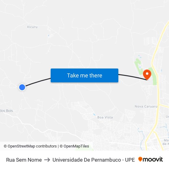 Rua Sem Nome to Universidade De Pernambuco - UPE map