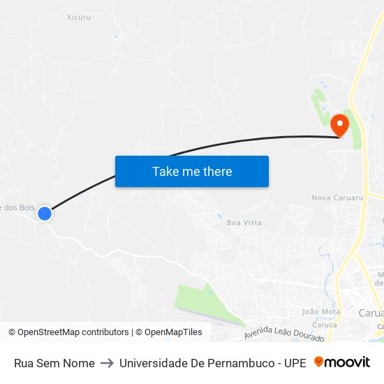 Rua Sem Nome to Universidade De Pernambuco - UPE map