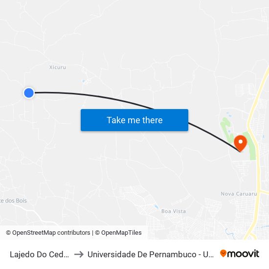 Lajedo Do Cedro to Universidade De Pernambuco - UPE map