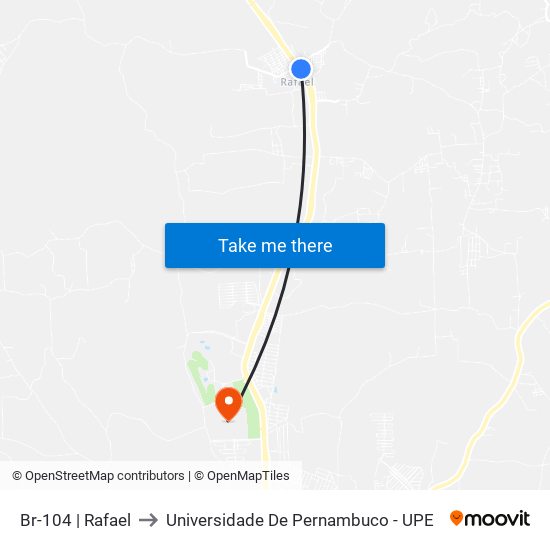 Br-104 | Rafael to Universidade De Pernambuco - UPE map