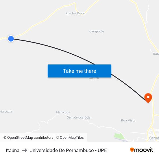 Itaúna to Universidade De Pernambuco - UPE map