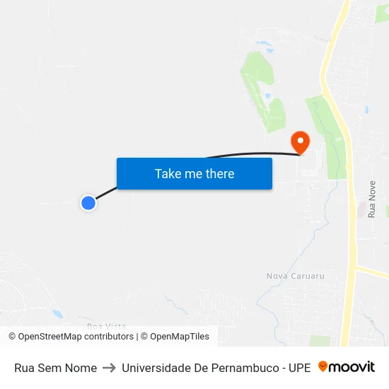Rua Sem Nome to Universidade De Pernambuco - UPE map