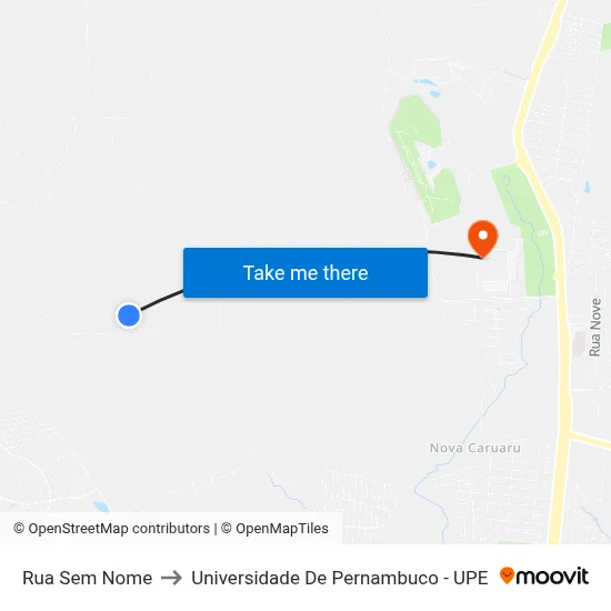 Rua Sem Nome to Universidade De Pernambuco - UPE map