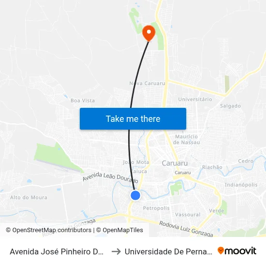 Avenida José Pinheiro Dos Santos, 278 to Universidade De Pernambuco - UPE map