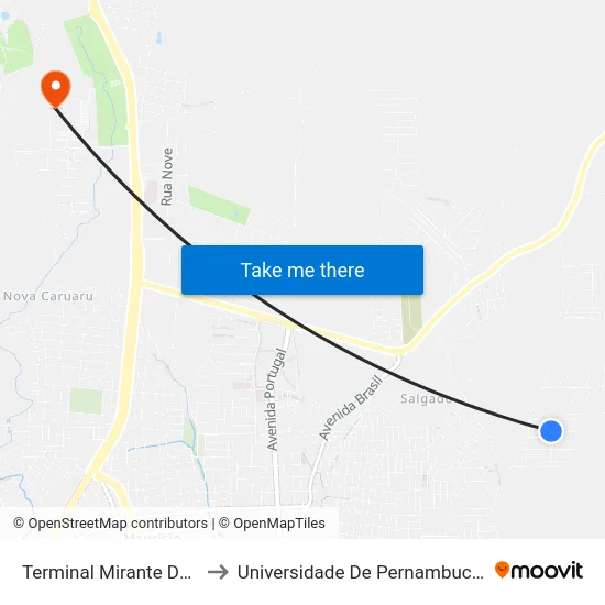 Terminal Mirante Do Vale to Universidade De Pernambuco - UPE map