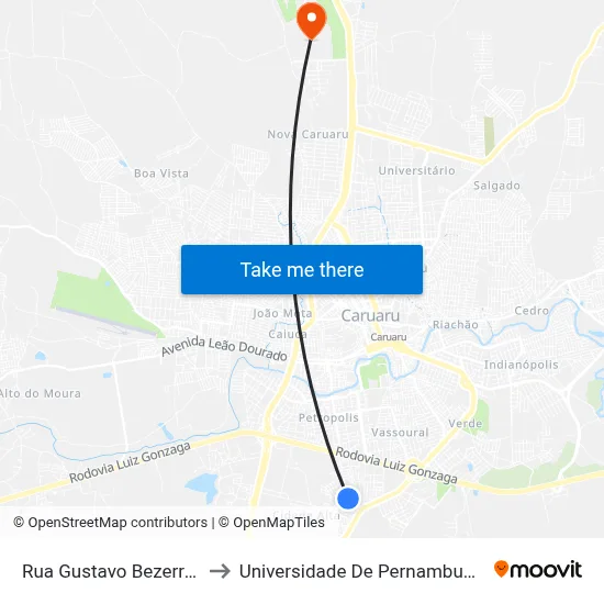 Rua Gustavo Bezerra, S/N to Universidade De Pernambuco - UPE map