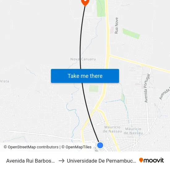 Avenida Rui Barbosa, 539 to Universidade De Pernambuco - UPE map