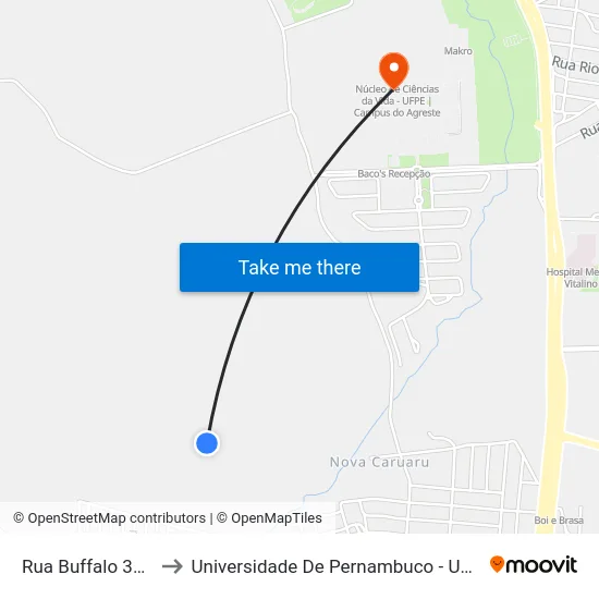 Rua Buffalo 365 to Universidade De Pernambuco - UPE map