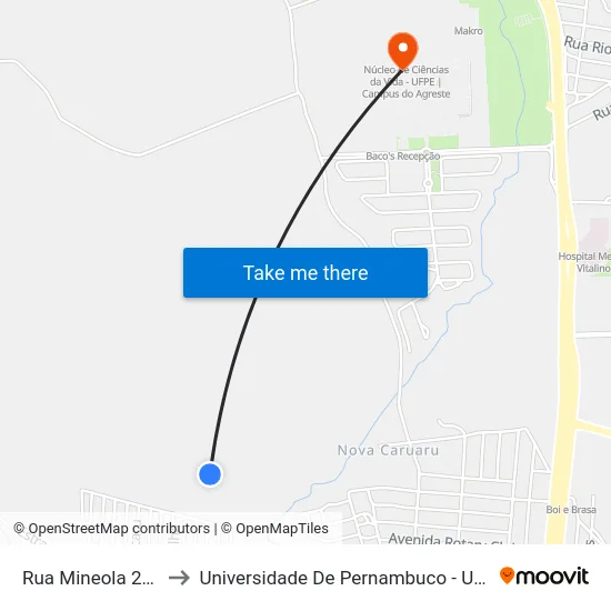 Rua Mineola 206 to Universidade De Pernambuco - UPE map