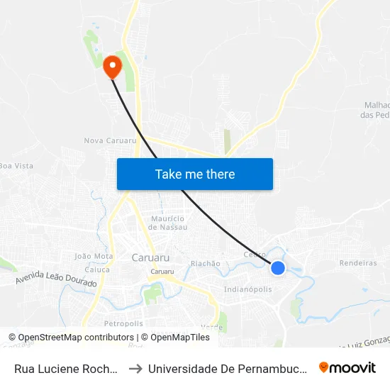 Rua Luciene Rocha 249 to Universidade De Pernambuco - UPE map