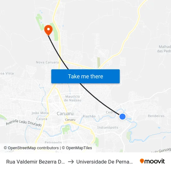 Rua Valdemir Bezerra Da Silva 159 to Universidade De Pernambuco - UPE map