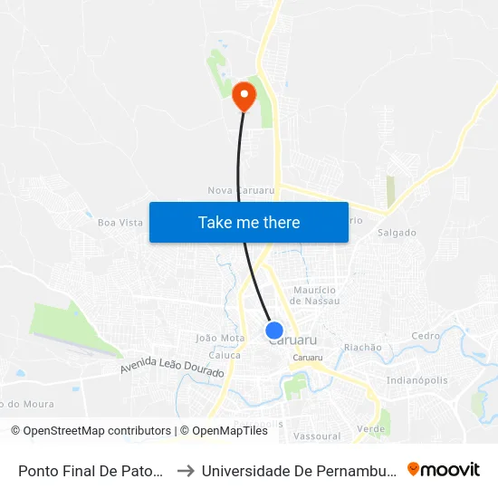 Ponto Final De Patos X Juá to Universidade De Pernambuco - UPE map