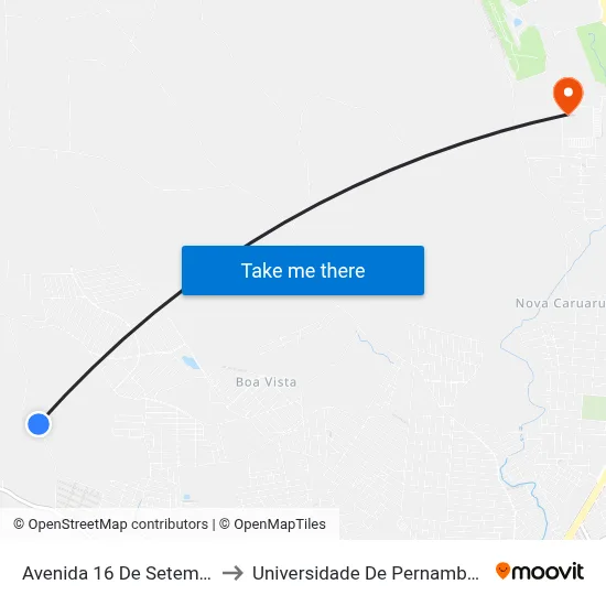 Avenida 16 De Setembro 163 to Universidade De Pernambuco - UPE map